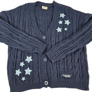 Taylor Swift Midnights Navy Blue Cable Knit Cardigan Sweater Stars Womens 3XL 4X